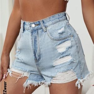 xs shein ripped jean shorts